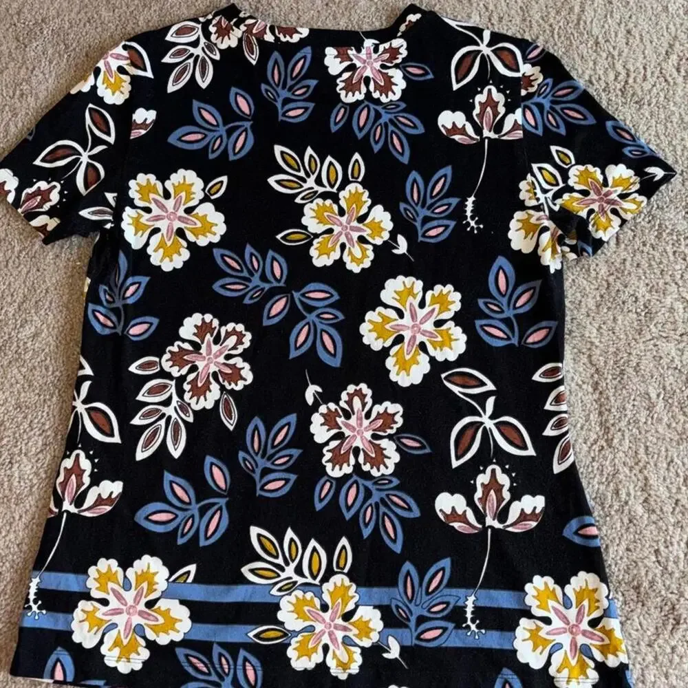 Tory Burch size large floral print cotton top size L